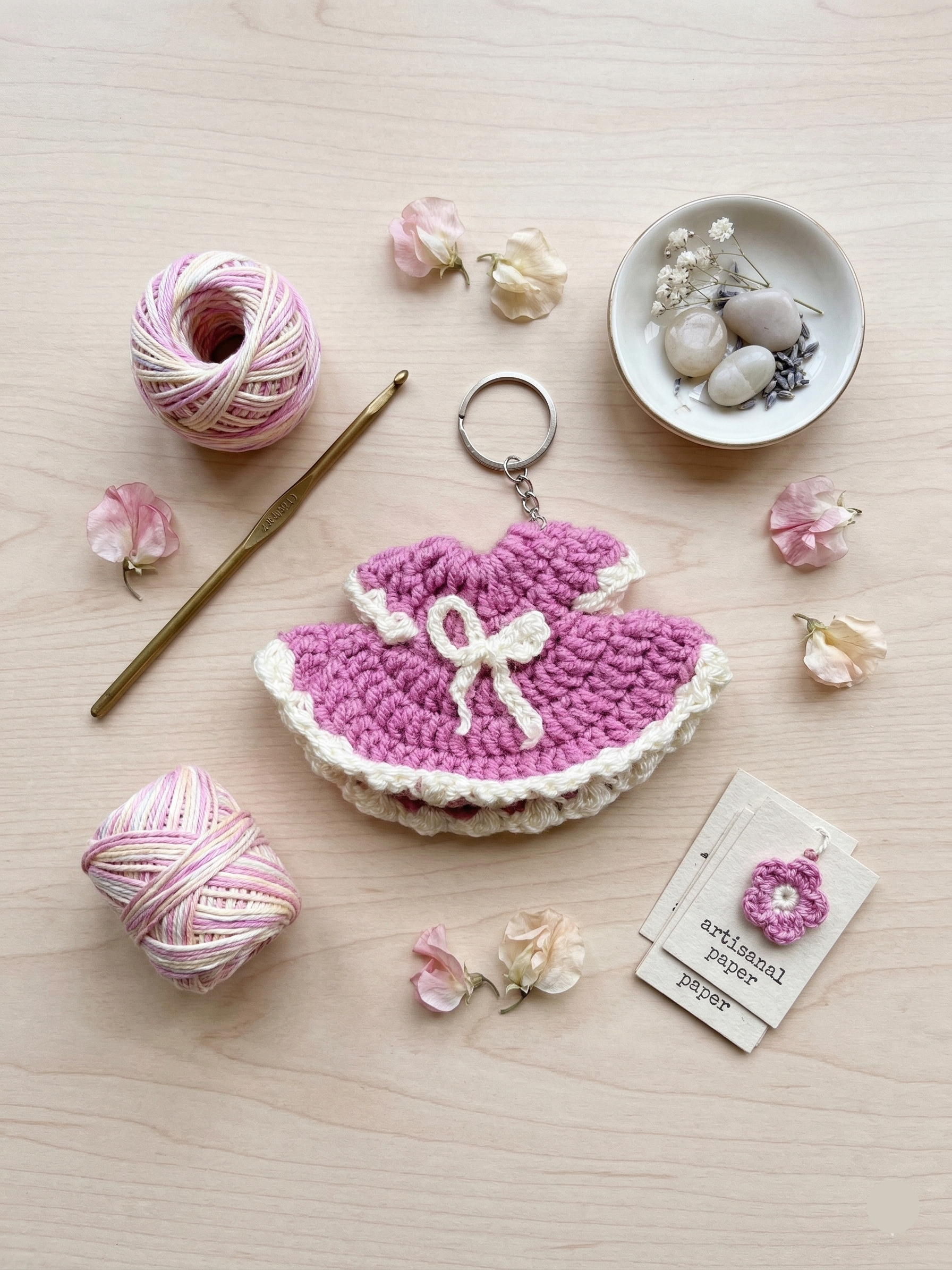 Keychain | Blush Pink & White