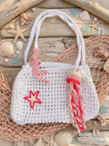 Tote Bag | White with Coral Pink Accents